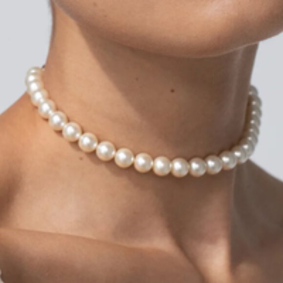 Natural  Freshwater  pearl   mecklace Ribbon Tie and 925 sterling silver clasp - Picture 2 of 4